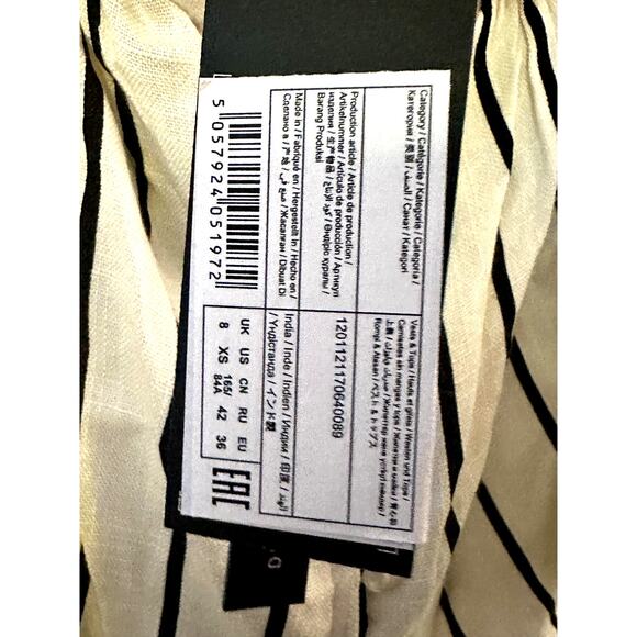 **NWT** Lost Ink – Striped Bardot Top – Ivory/Black Stripe – XS - Picture 7 of 7